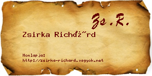 Zsirka Richárd névjegykártya